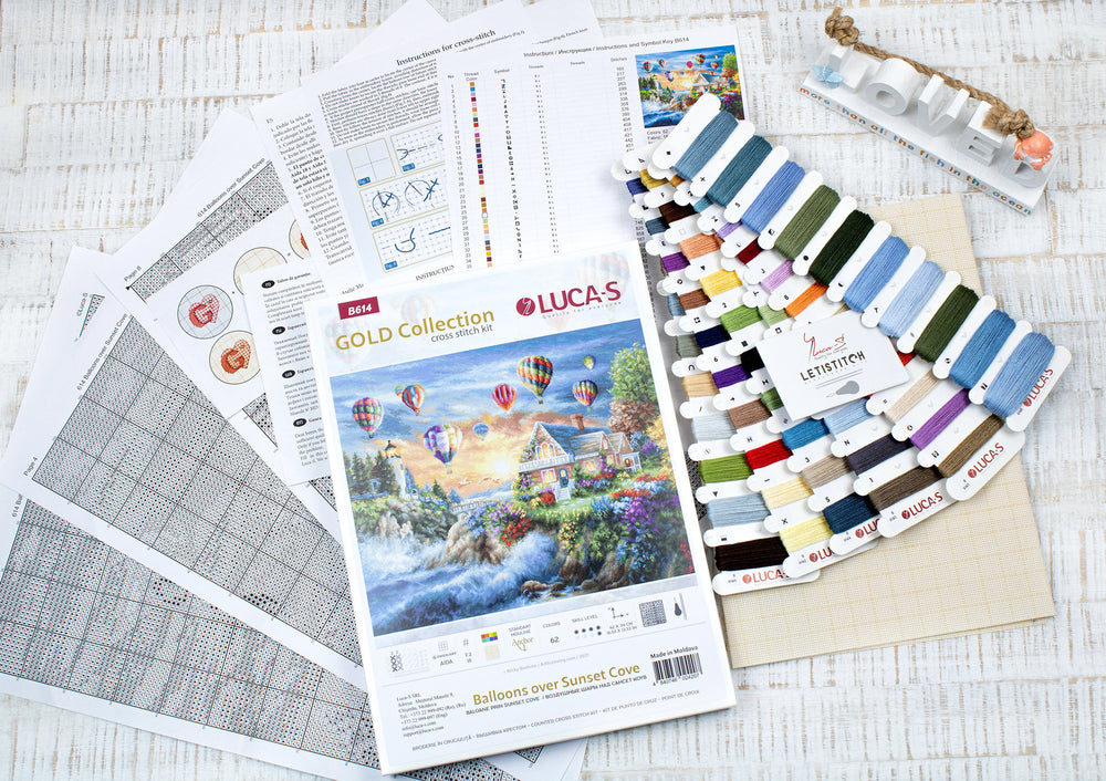 Cross Stitch Kit B614 'Balloons over Sunset Cove' by Luca-S Gold
