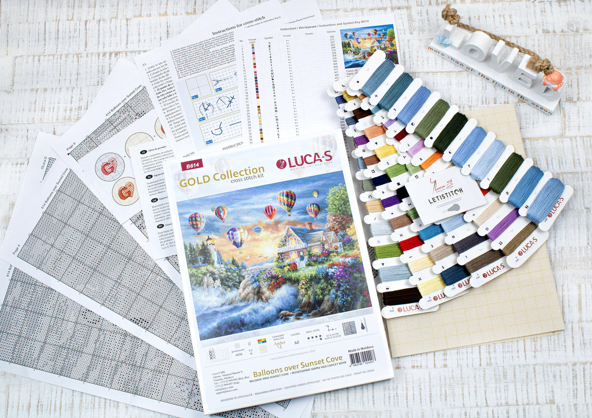 Cross Stitch Kit B614 'Balloons over Sunset Cove' by Luca-S Gold