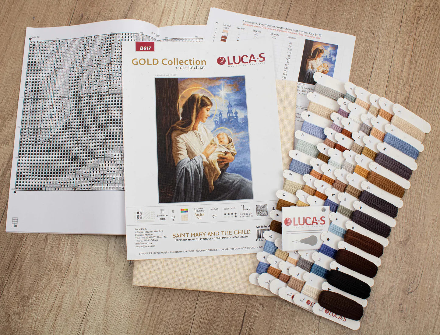 Saint Mary and Child Cross Stitch Kit - B617 Luca-S GOLD