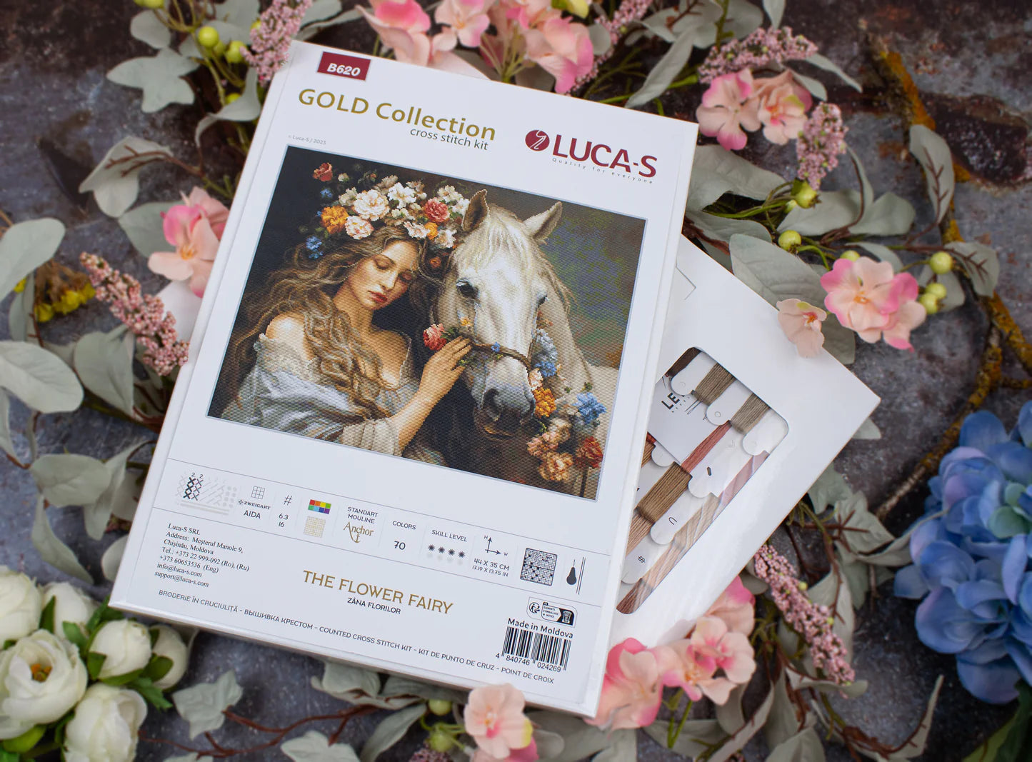 Kit de point de croix Luca-S GOLD - La Fée des Fleurs, B620