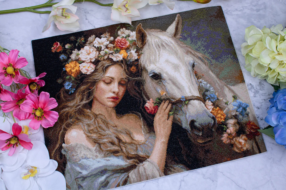 Detalle rostro kit punto de cruz luca s gold b620 flower fairy