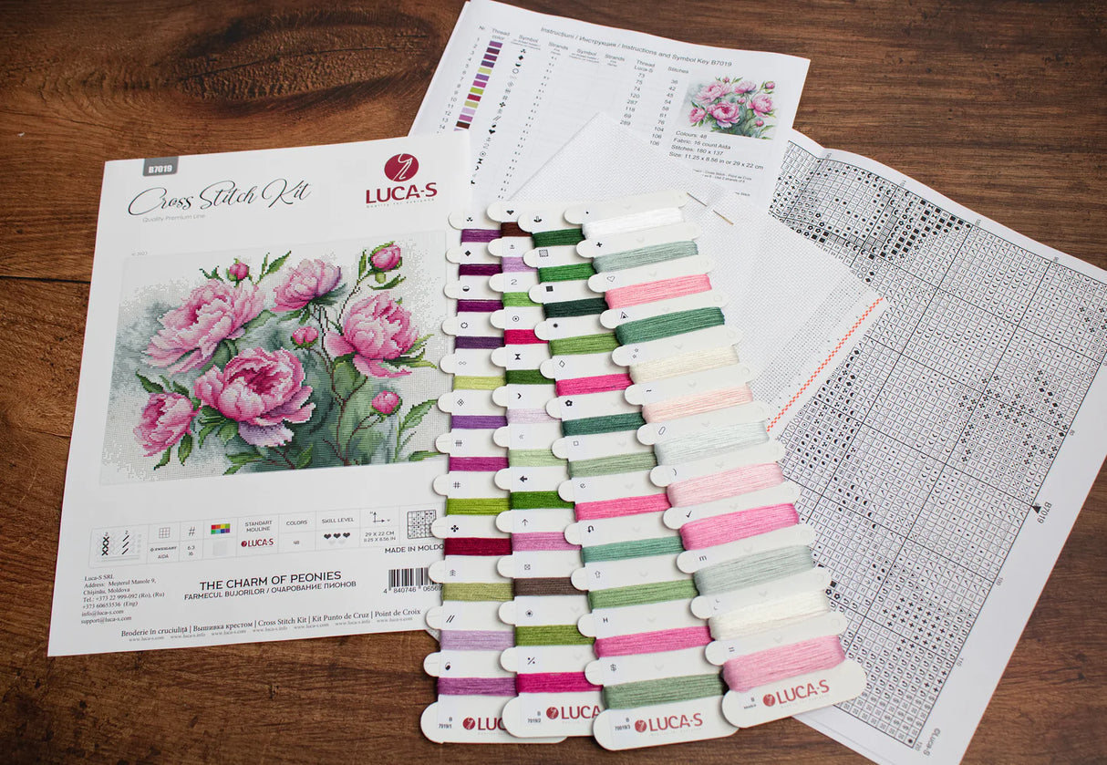 Kit de Punto de Cruz - The Charm of Peonies - B7019 Luca-S