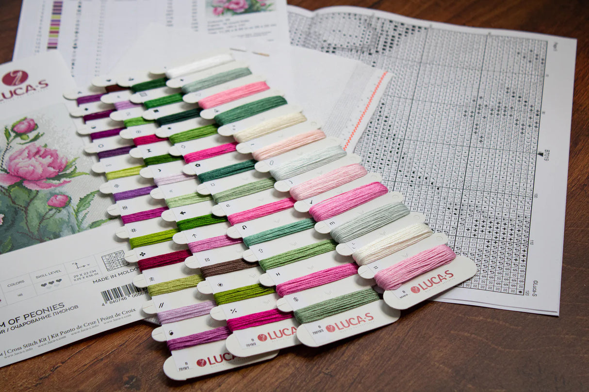 Kit de Punto de Cruz - The Charm of Peonies - B7019 Luca-S
