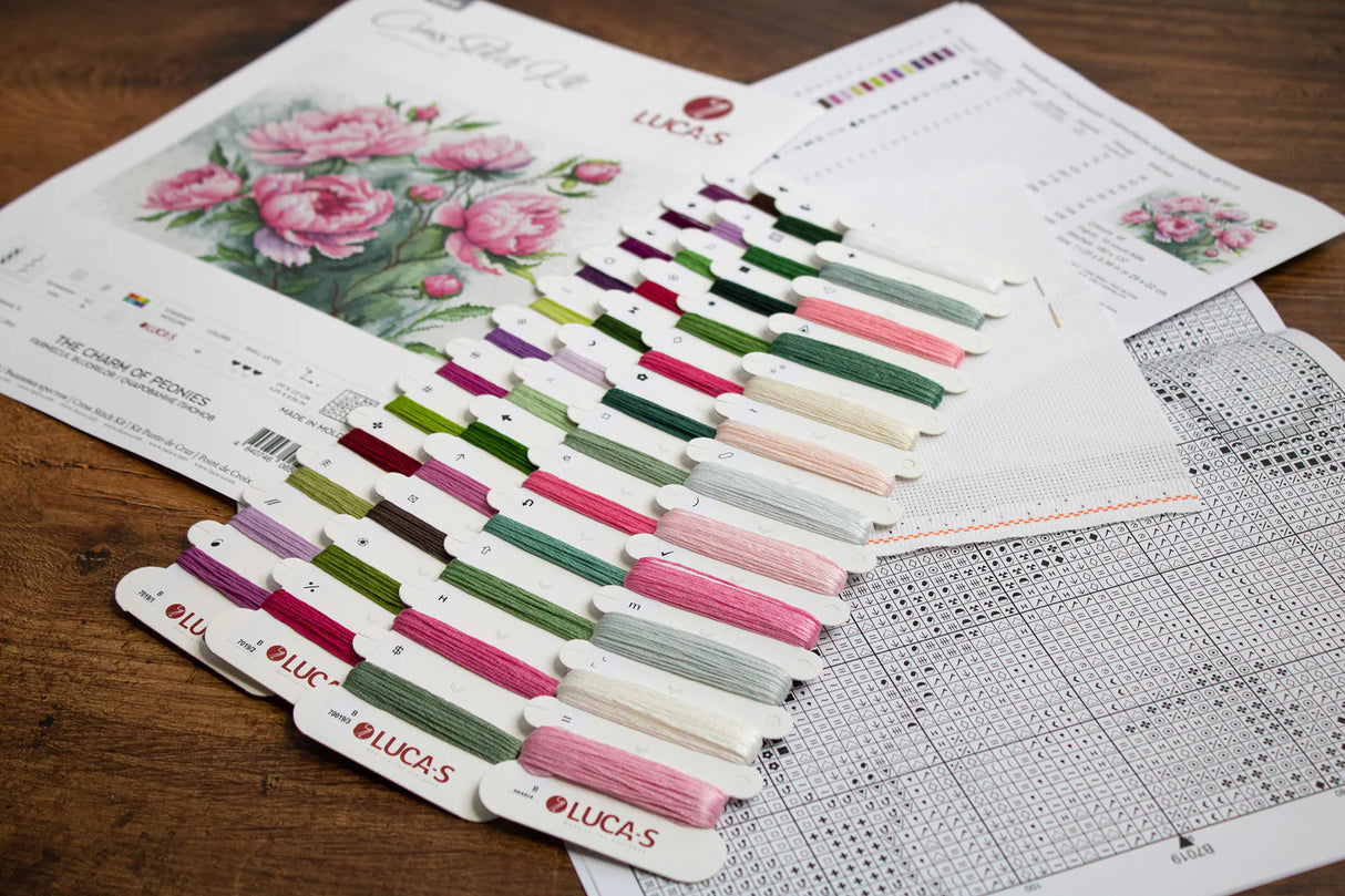 Kit de Punto de Cruz - The Charm of Peonies - B7019 Luca-S
