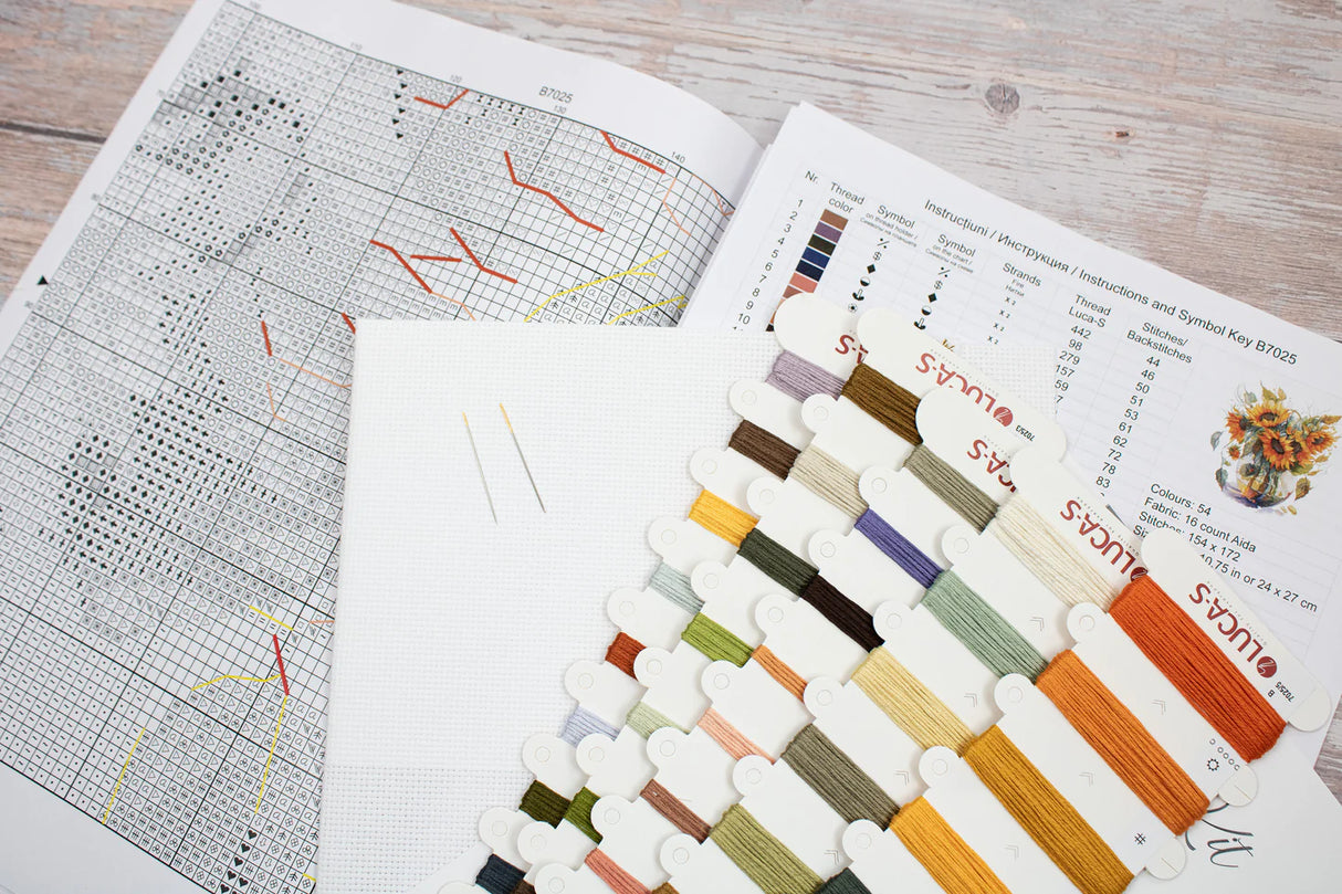 Kit de Punto de Cruz - Jarrón con Girasol - B7025 Luca-S