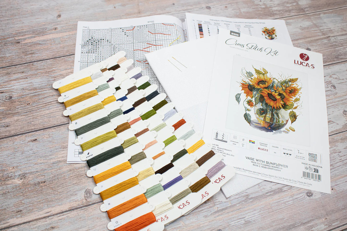 Kit de Punto de Cruz - Jarrón con Girasol - B7025 Luca-S