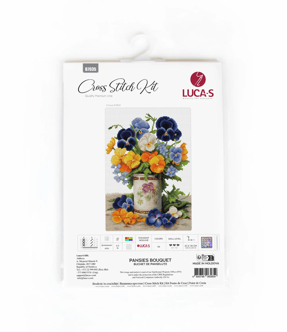 Kit de point de croix Luca-S - Bouquet de pensées, B7035