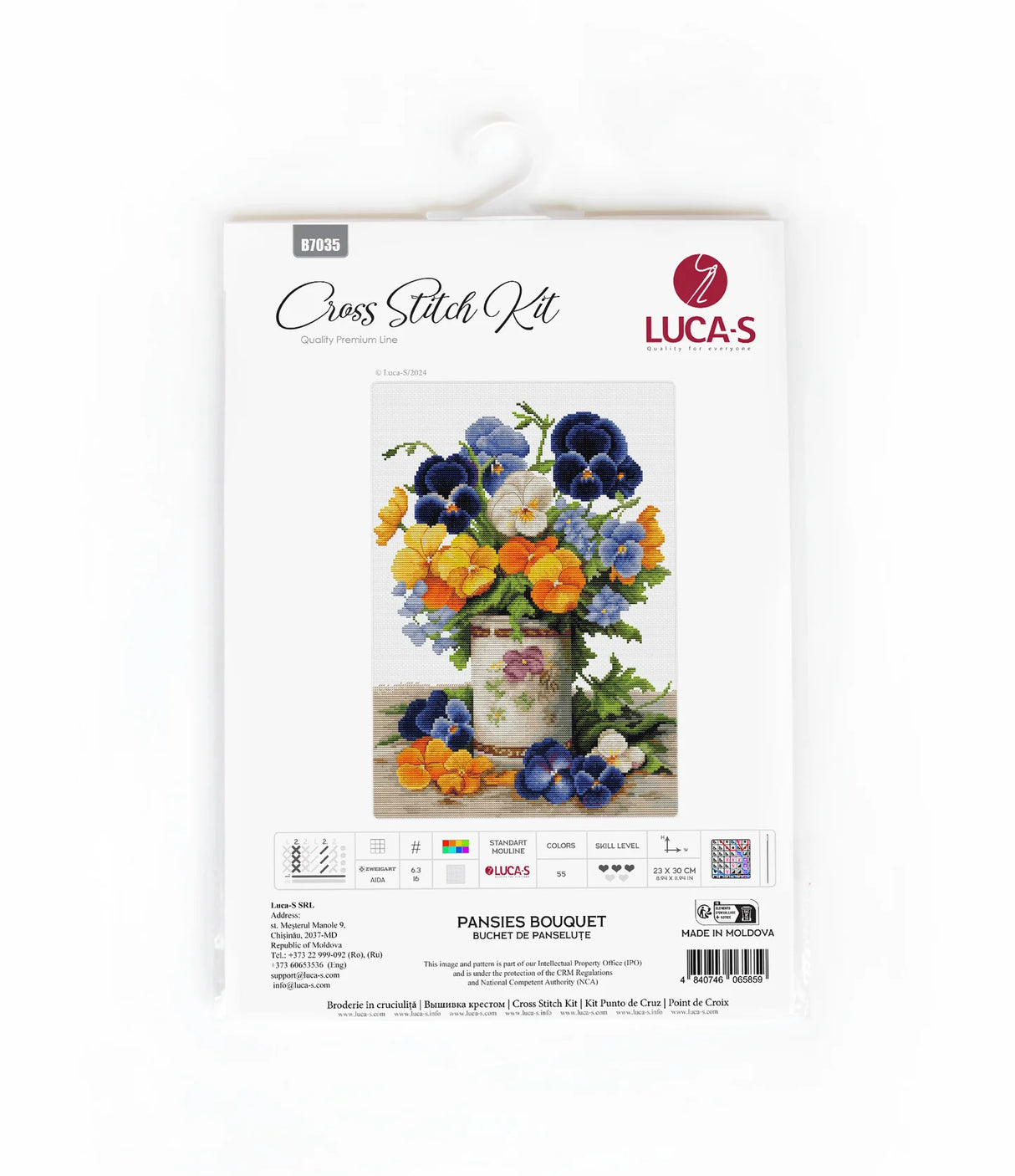 Kit de point de croix Luca-S - Bouquet de pensées, B7035