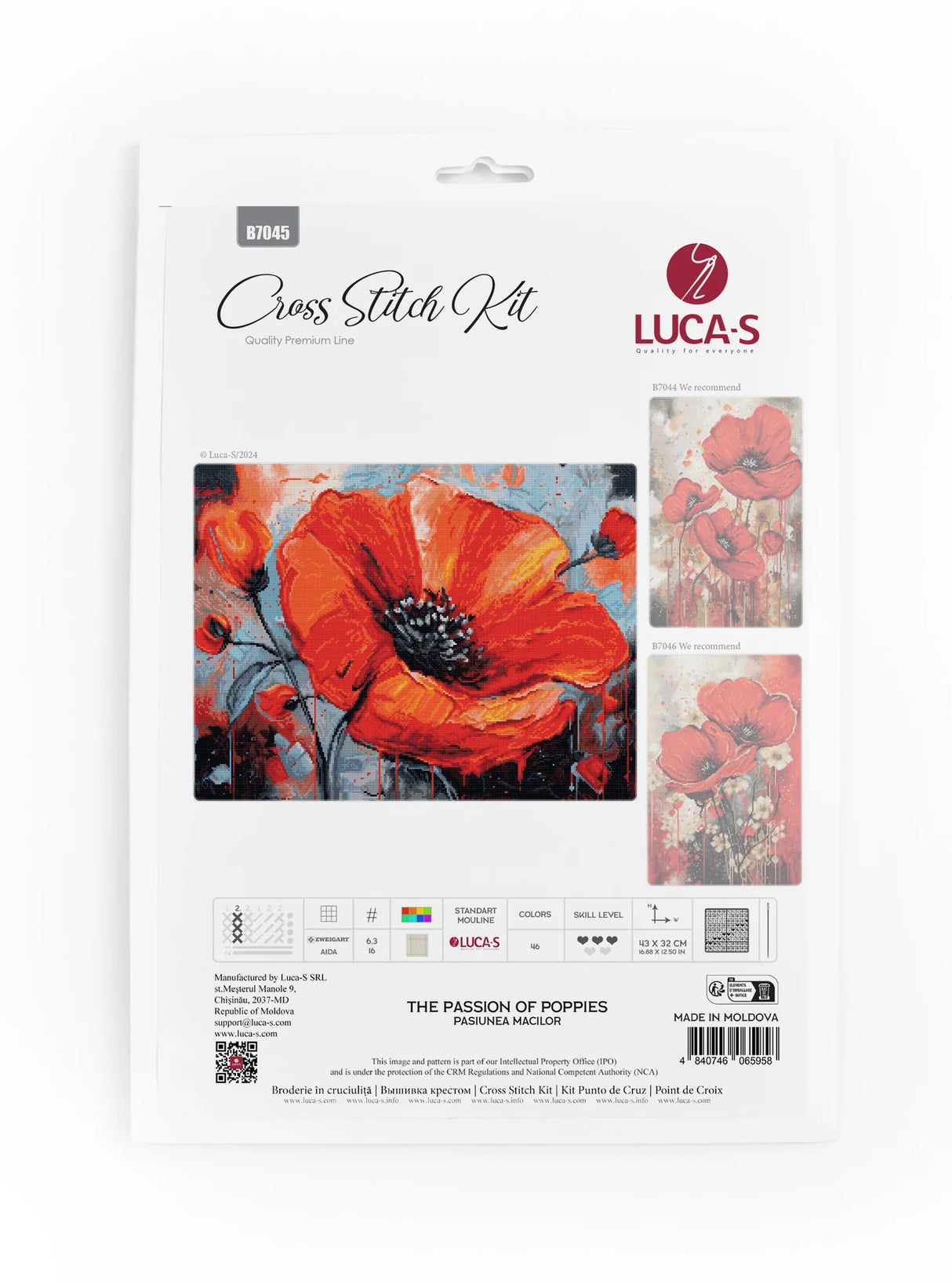Kit de point de croix Luca-S - « La passion des coquelicots » (B7045)