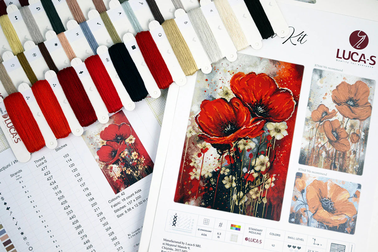 Kit de point de croix Luca-S - « La danse des coquelicots » (B7046)