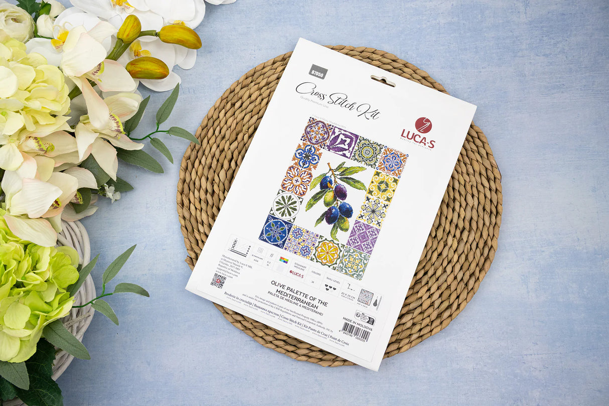 Kit de Punto de Cruz Luca-S – Paleta Mediterránea de Aceitunas B7050