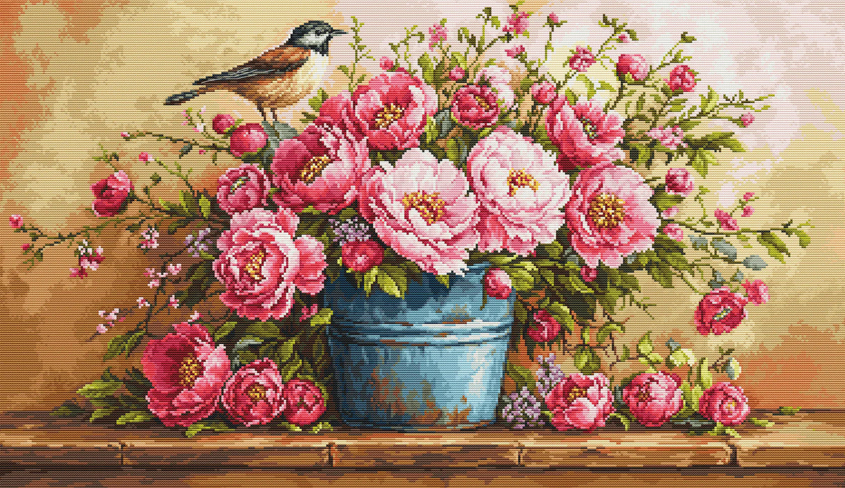 Kit de Punto de Cruz Luca-S - Lush Bouquet of Flowers B7055