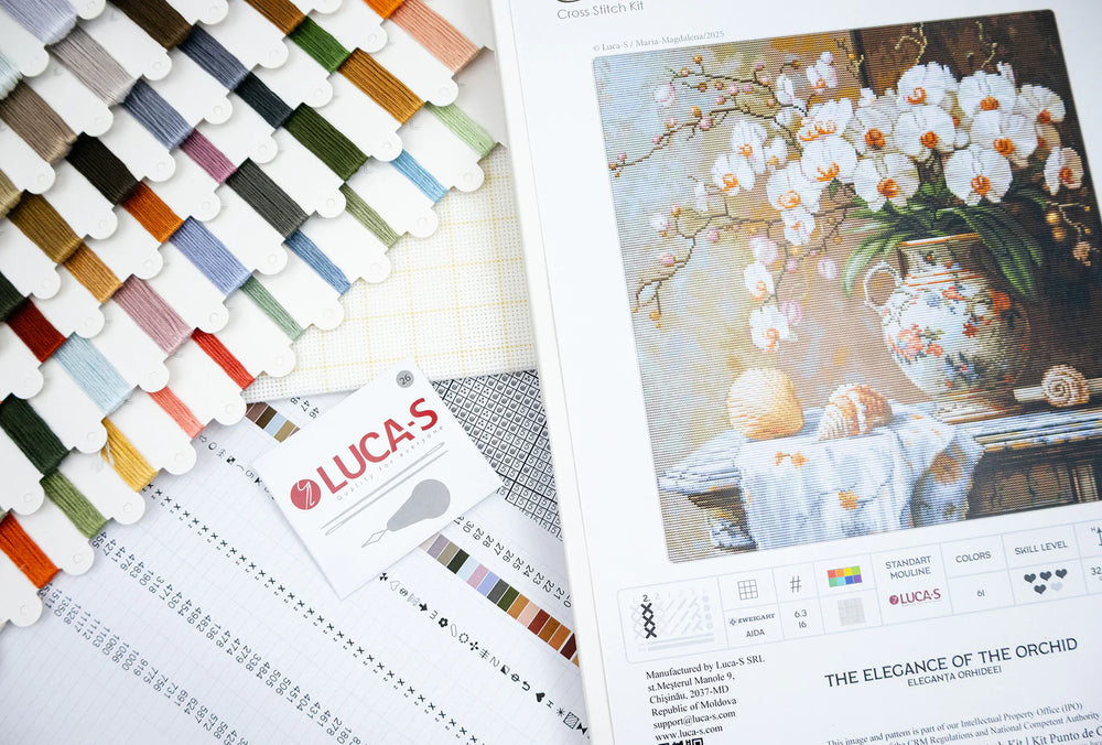 Kit de broderie au point de croix Luca-S GOLD – L'élégance de l'orchidée, B714