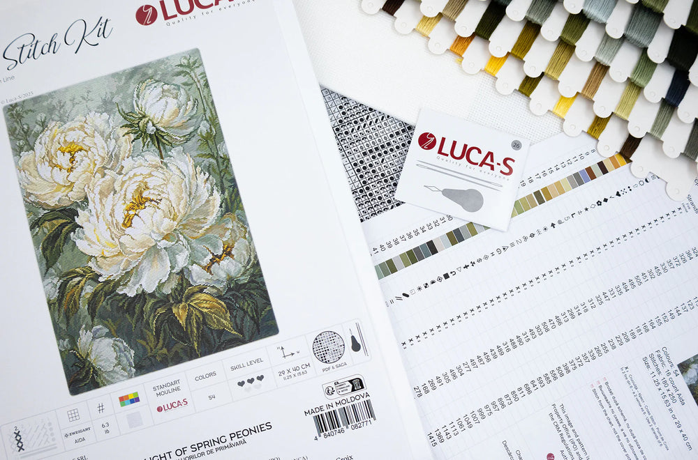 Kit de Punto de Cruz Luca-S GOLD – The Light of Spring Peonies, B715
