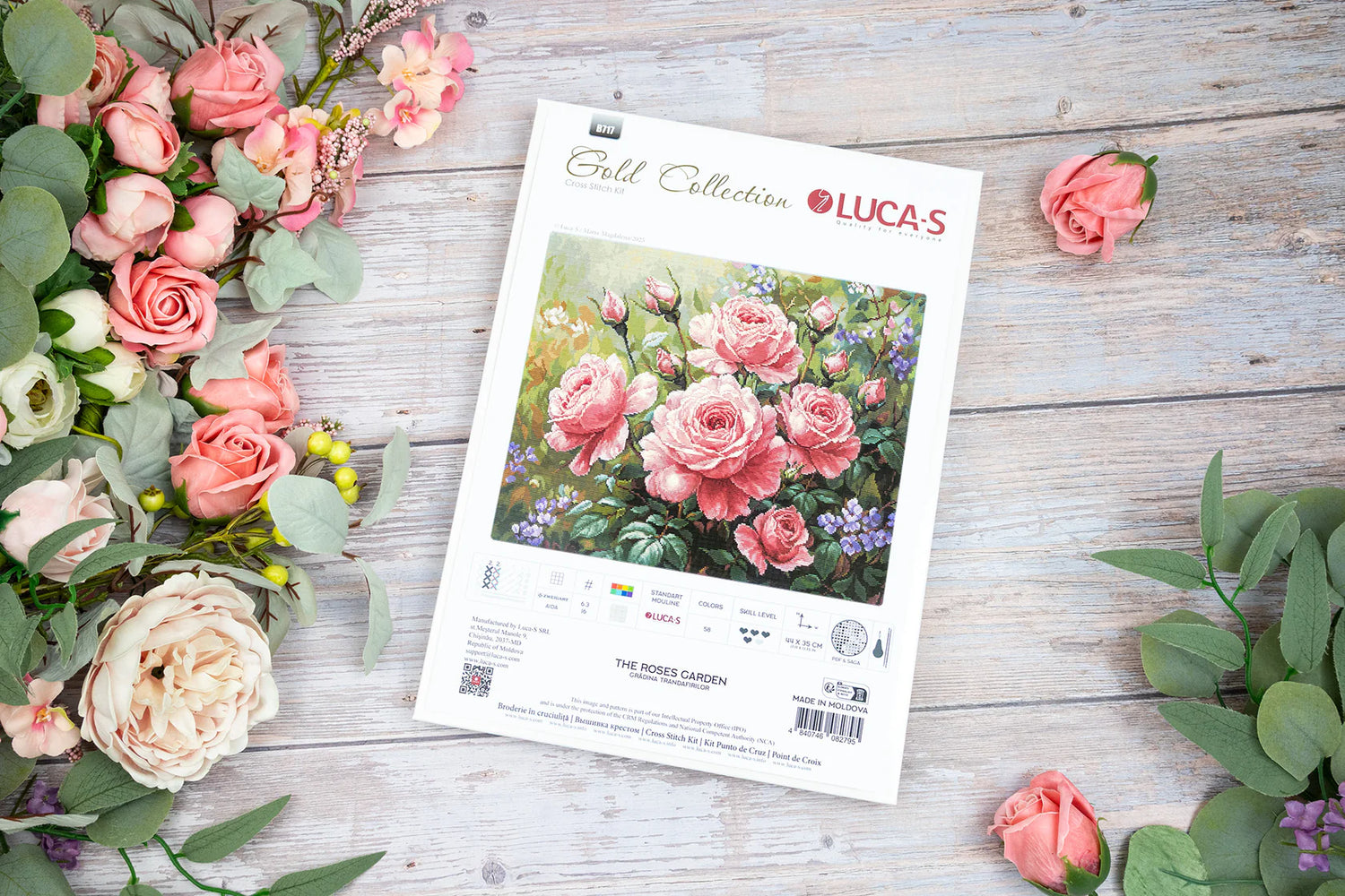 Kit de point de croix « La Roseraie » – Luca-S GOLD B717