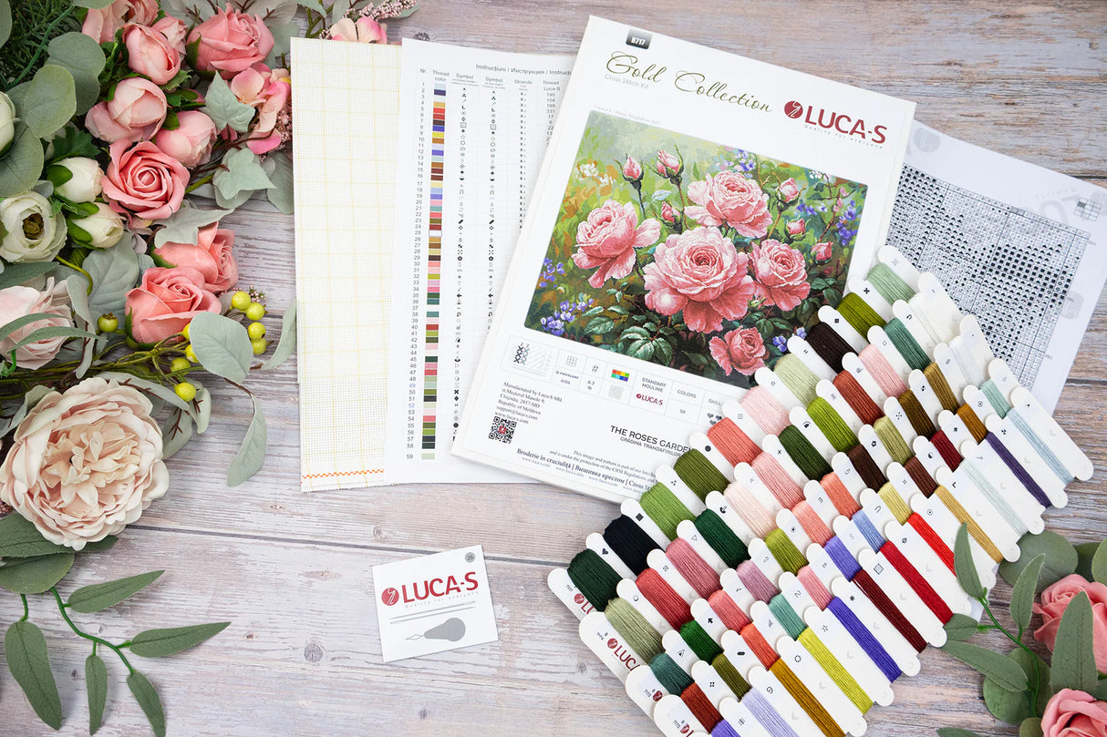Kit de point de croix « La Roseraie » – Luca-S GOLD B717