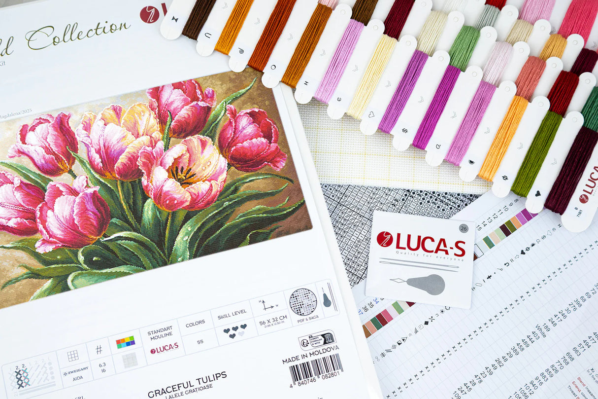 Kit de point de croix « Tulipes élégantes » – Luca-S GOLD B718