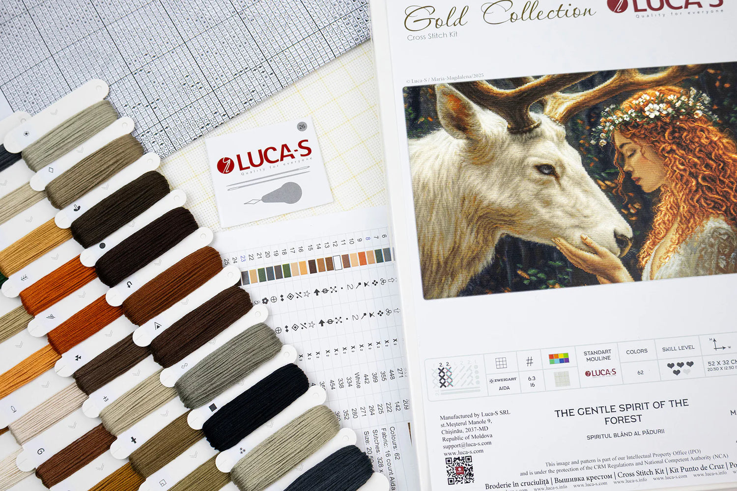 Kit de punto de cruz Luca-S GOLD – “The Gentle Spirit of the Forest” (B724)
