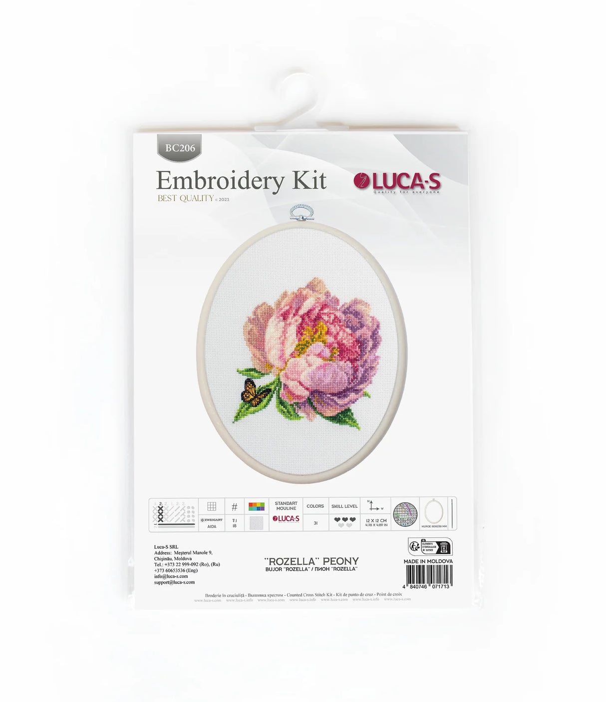 Kit de Punto de Cruz - ’’Rozella’’ Peony - BC206 Luca-S