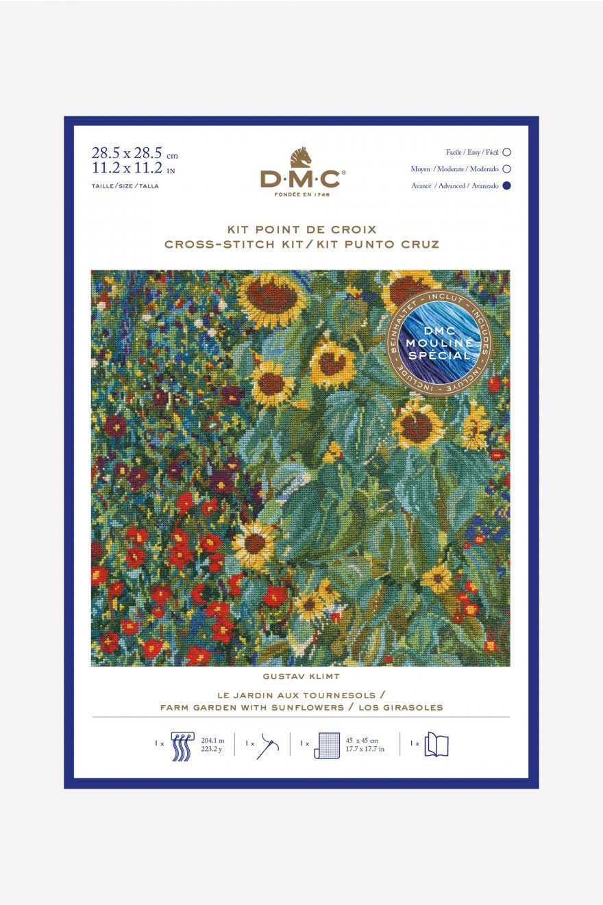 Kit de punto de cruz "Jardín con Girasoles" de DMC BK1812