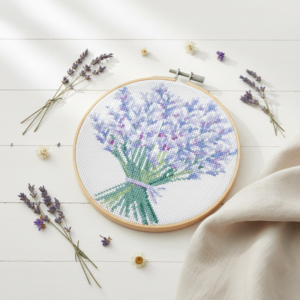 Cross Stitch Embroidery Kit "Lavender Bouquet" - DMC BK1979