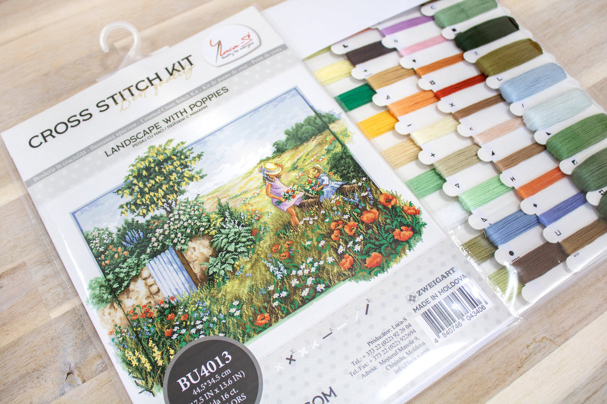 Paysage avec coquelicots - BU4013 Luca-S - Kit de point de croix
