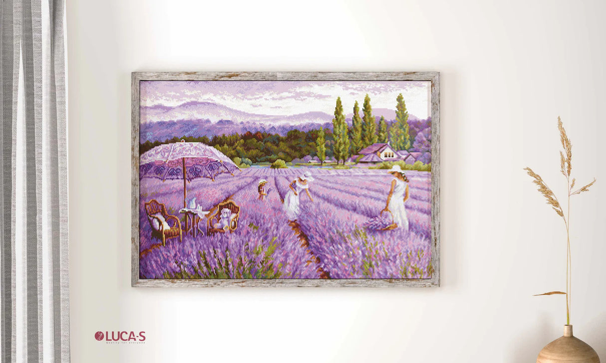 Kit de Punto de Cruz Campo de Lavanda - BU5008 de Luca-S Gold
