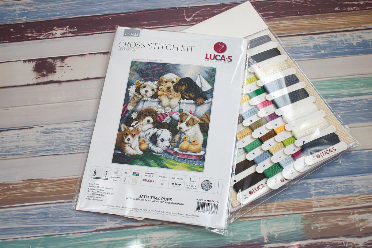 Cross Stitch Kit - Bath Time Pups - BU5025 Luca-S