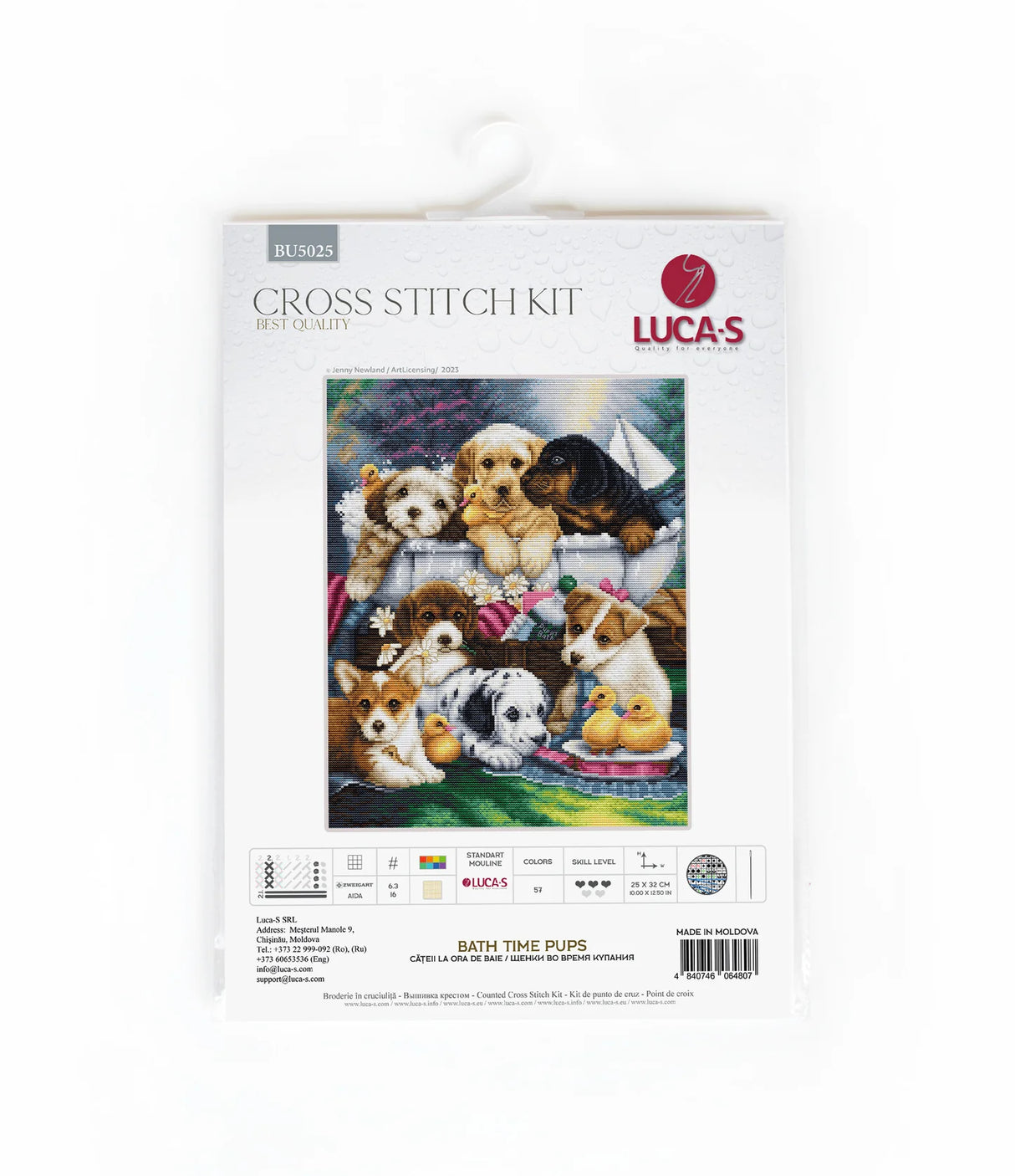 Cross Stitch Kit - Bath Time Pups - BU5025 Luca-S