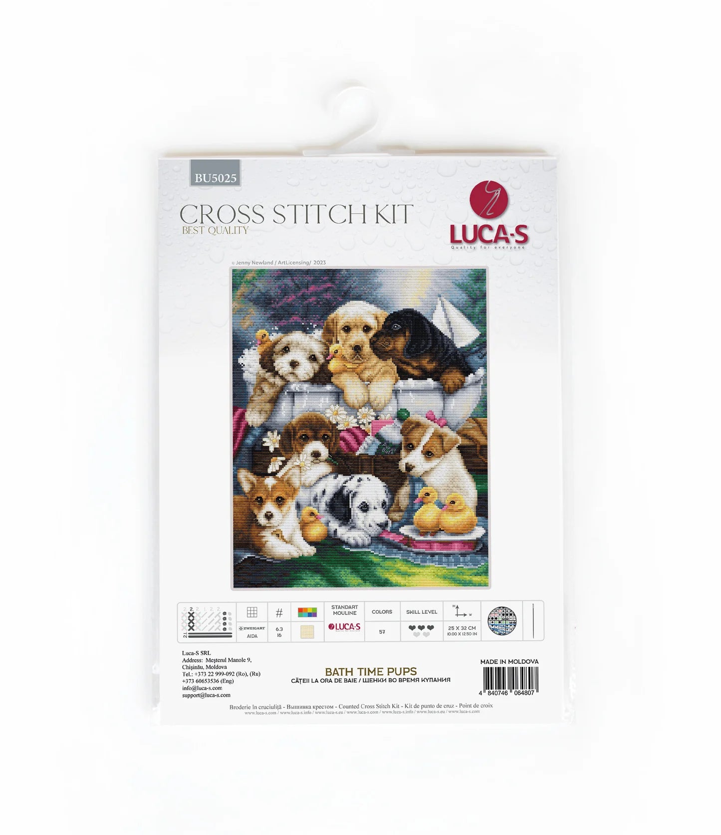 Cross Stitch Kit - Bath Time Pups - BU5025 Luca-S
