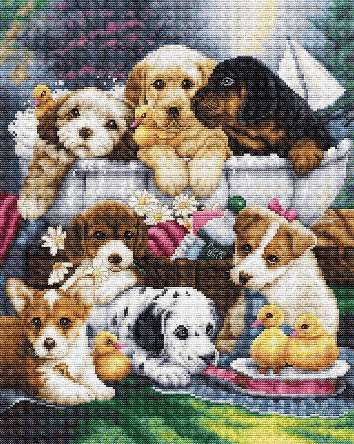 Cross Stitch Kit - Bath Time Pups - BU5025 Luca-S