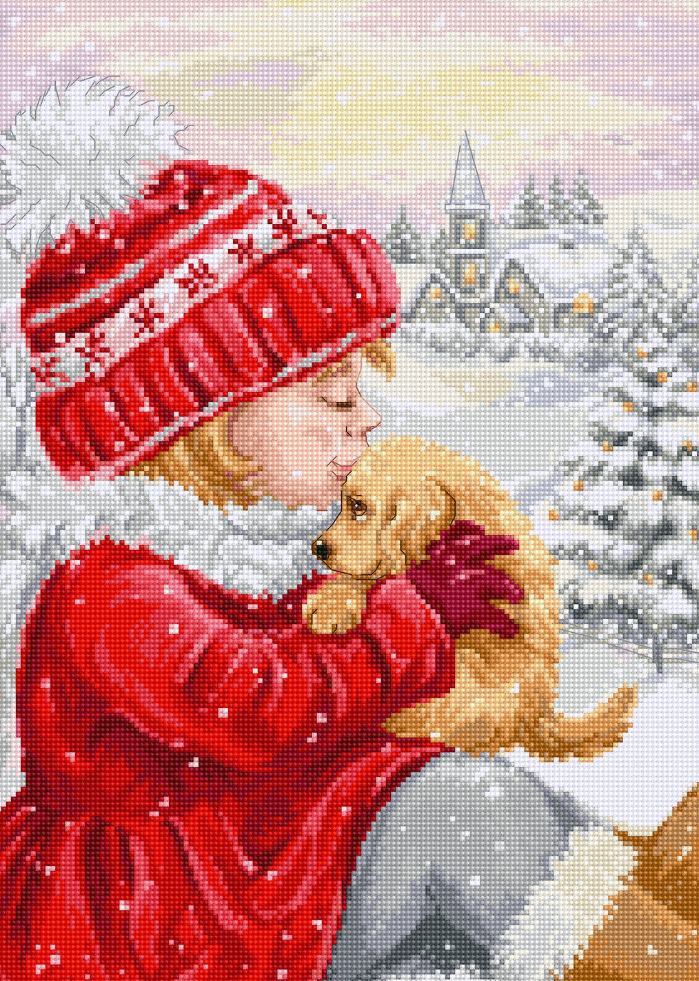 Girl Kissing Puppy Cross Stitch Kit - BU5027 Luca-S