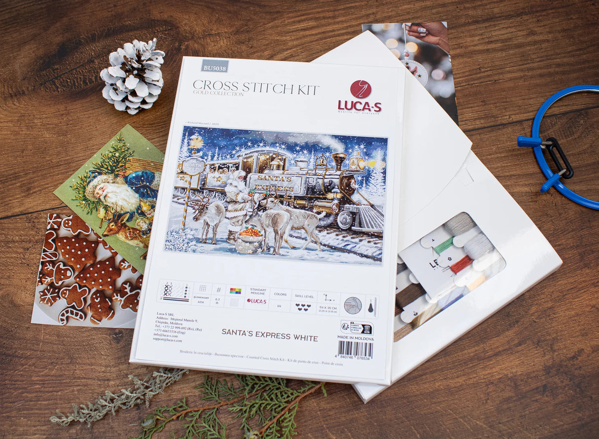 Cross Stitch Kit "Santa's Express White" - Luca-S Gold BU5038