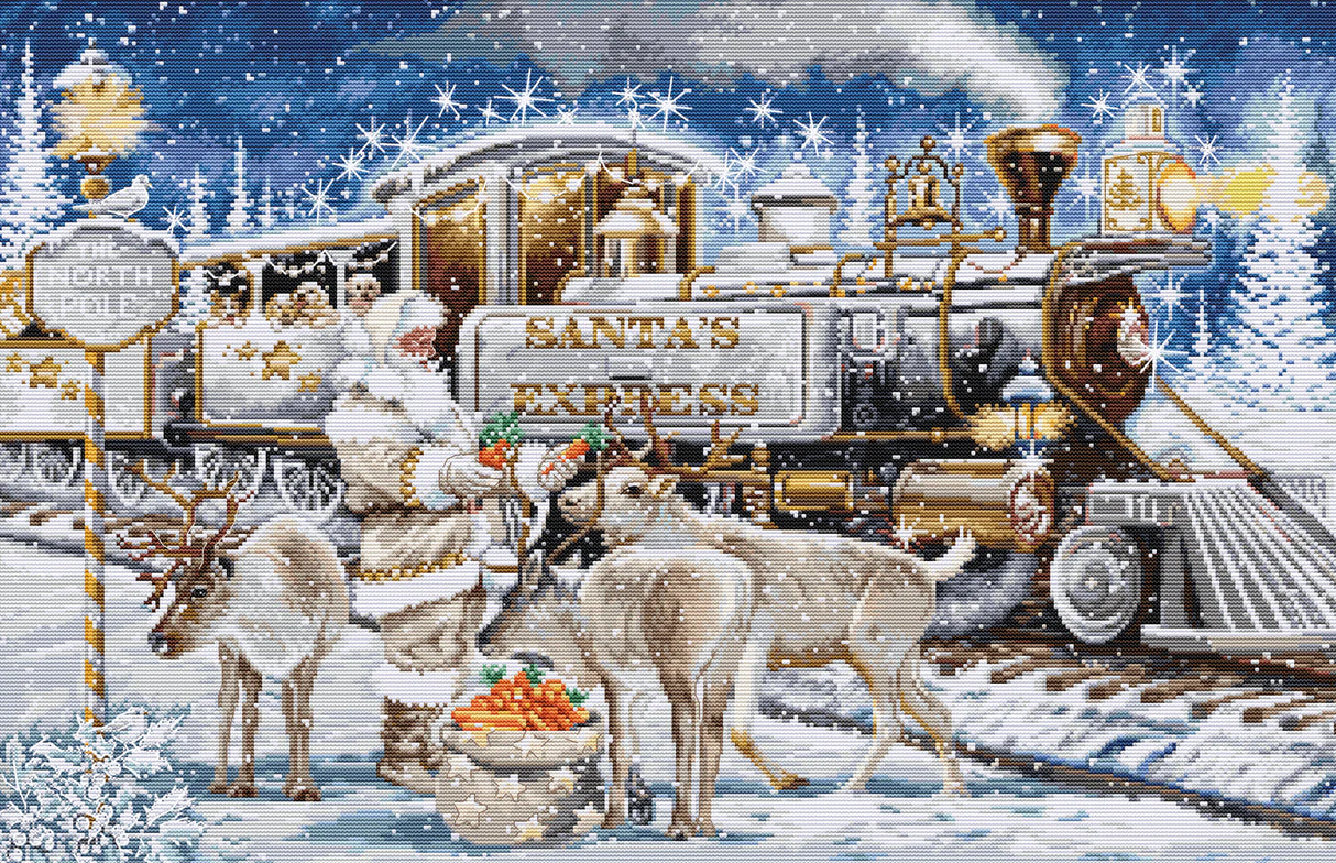Cross Stitch Kit "Santa's Express White" - Luca-S Gold BU5038