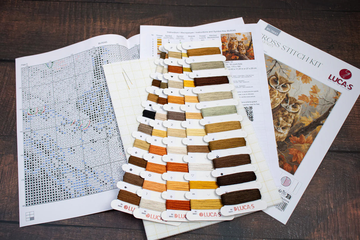 Kit de Punto de Cruz Luca-S - Familia de Búhos BU5045