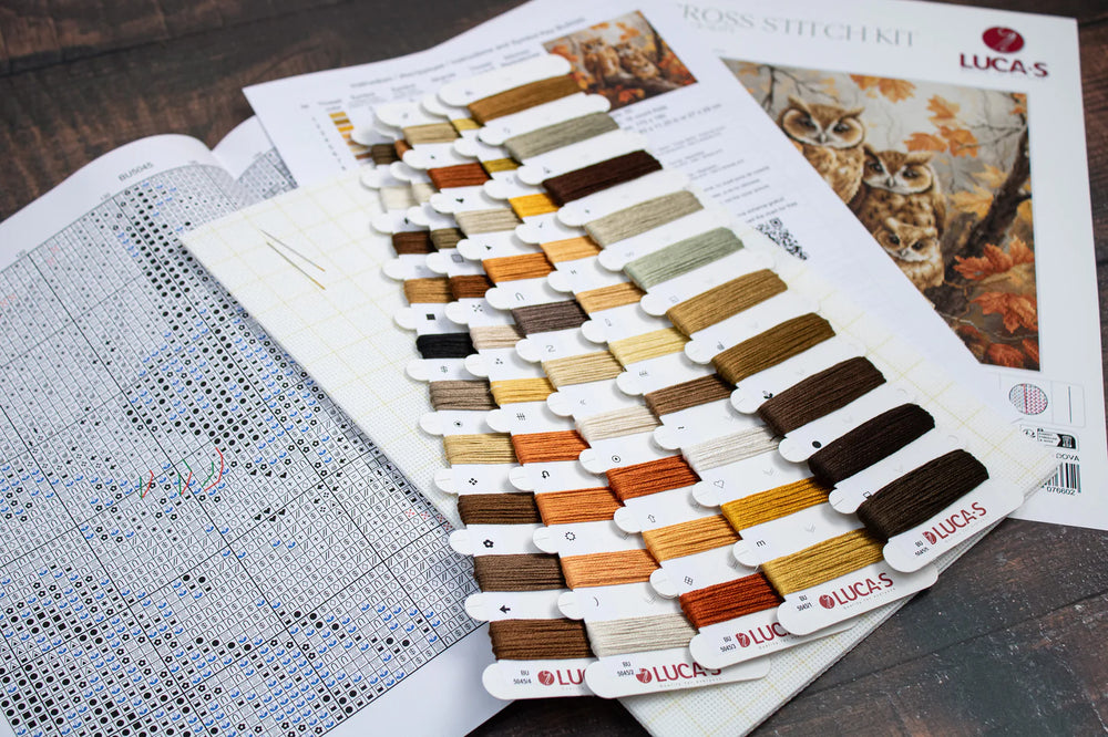 Kit de Punto de Cruz Luca-S - Familia de Búhos BU5045