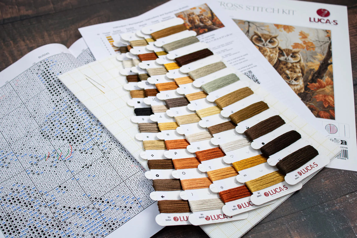 Kit de Punto de Cruz Luca-S - Familia de Búhos BU5045