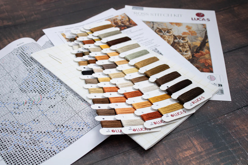 Kit de Punto de Cruz Luca-S - Familia de Búhos BU5045