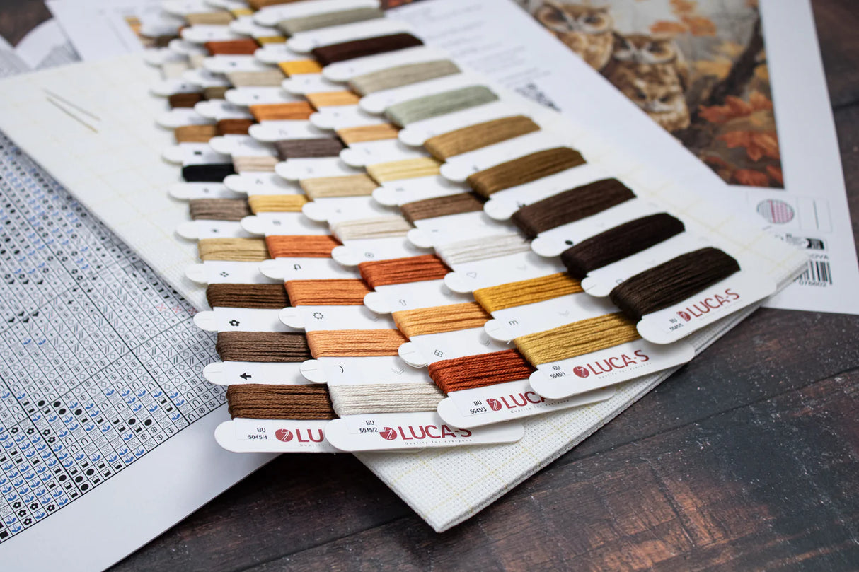 Kit de Punto de Cruz Luca-S - Familia de Búhos BU5045