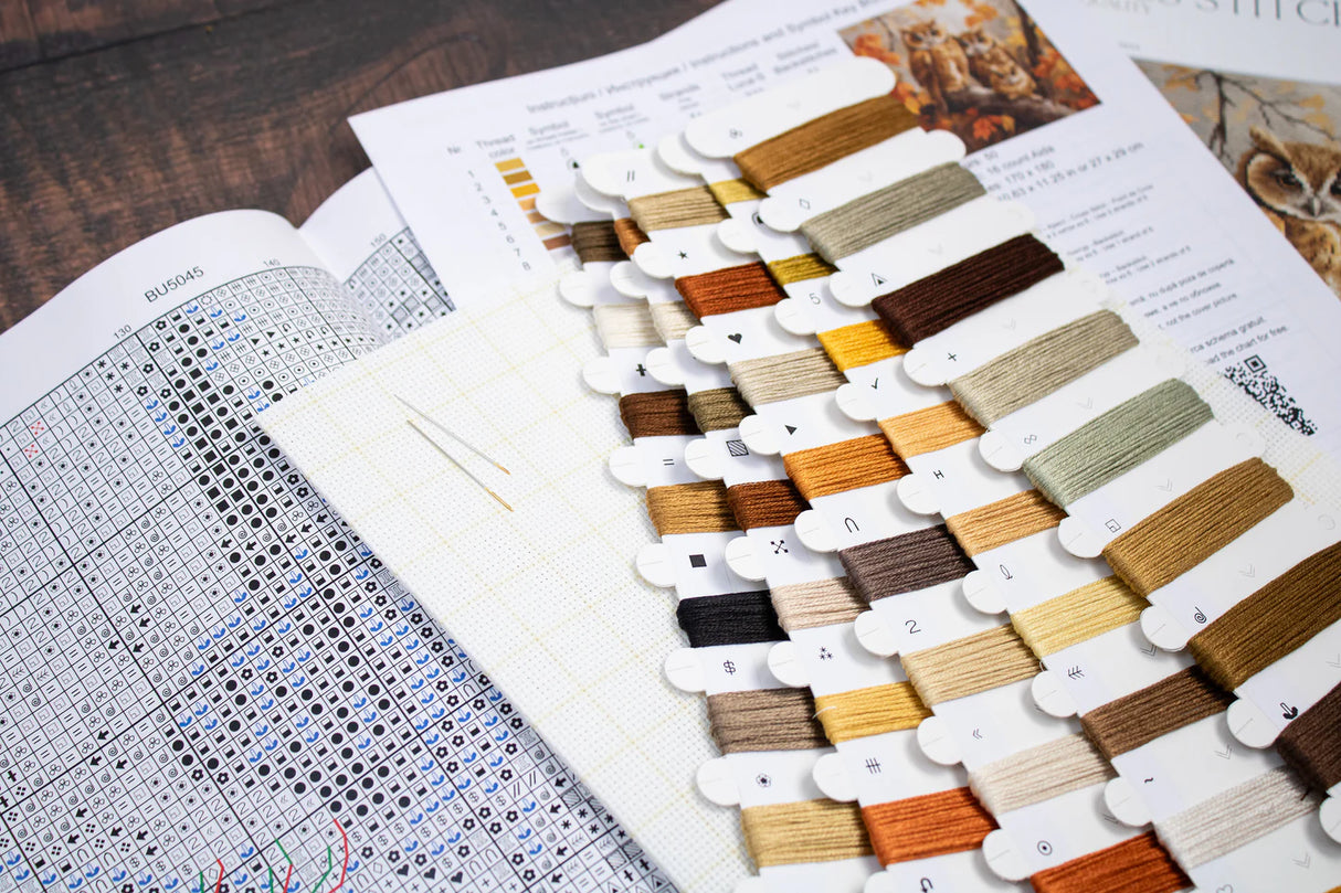 Kit de Punto de Cruz Luca-S - Familia de Búhos BU5045