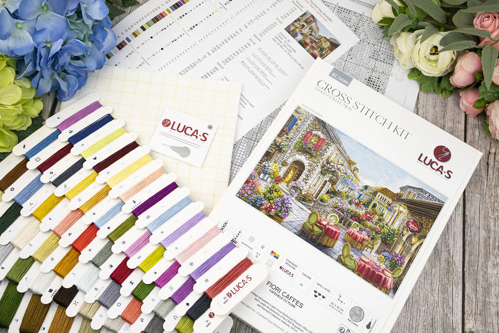 Kit de Punto de Cruz "Fiori Caffès" – Luca-S GOLD BU5080