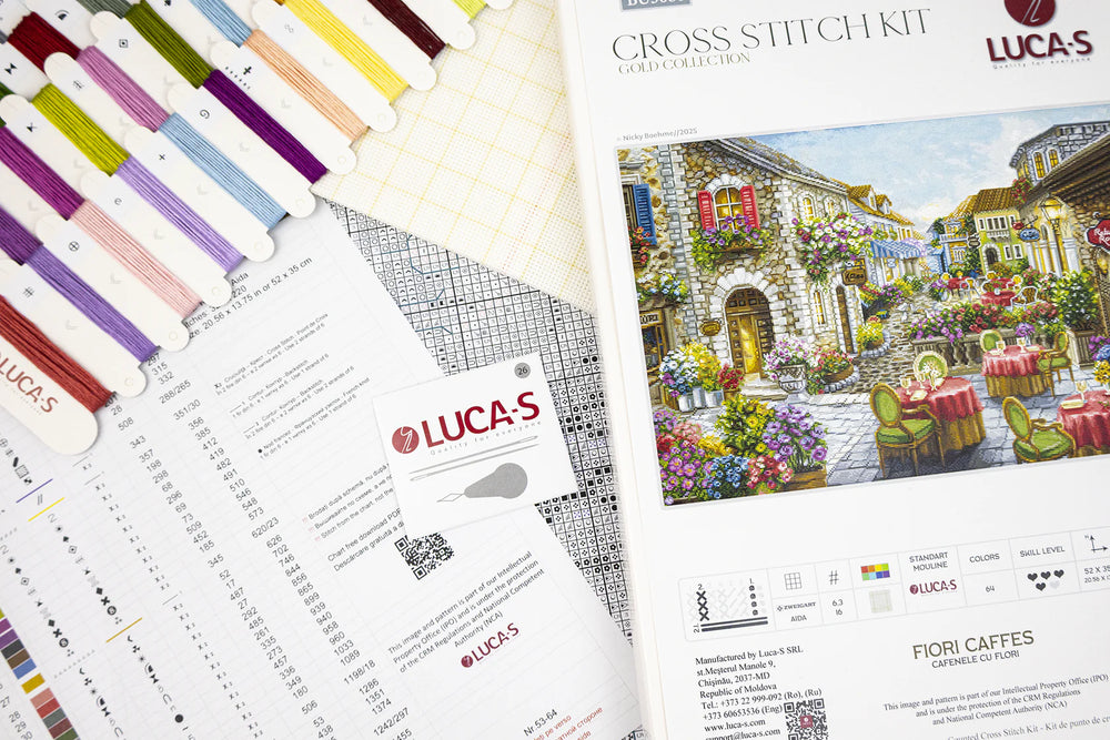 Kit de Punto de Cruz "Fiori Caffès" – Luca-S GOLD BU5080