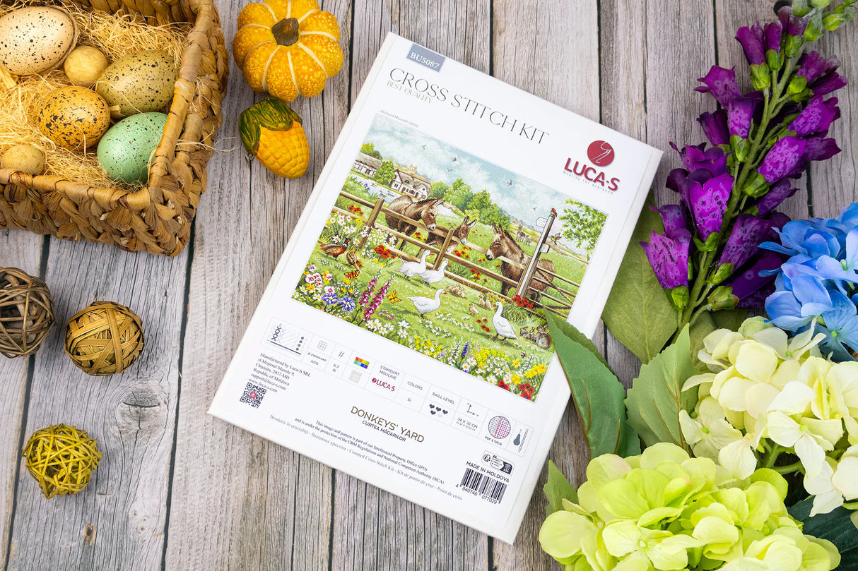 Kit de point de croix « La cour des ânes » – Luca-S BU5087