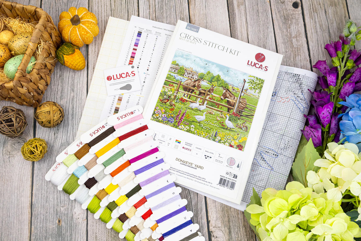 Kit de point de croix « La cour des ânes » – Luca-S BU5087