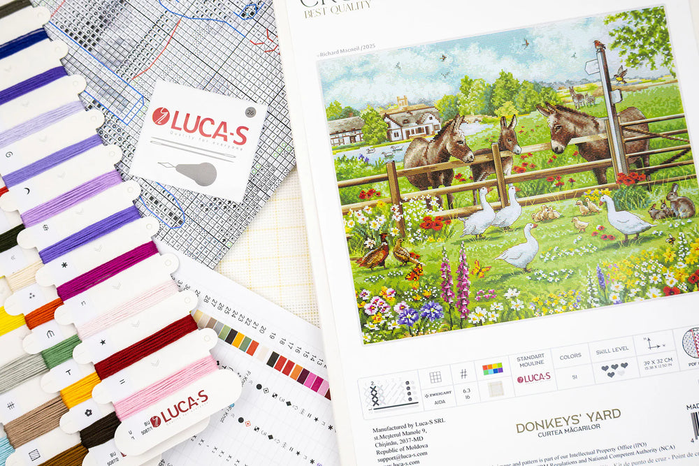 Kit de point de croix « La cour des ânes » – Luca-S BU5087