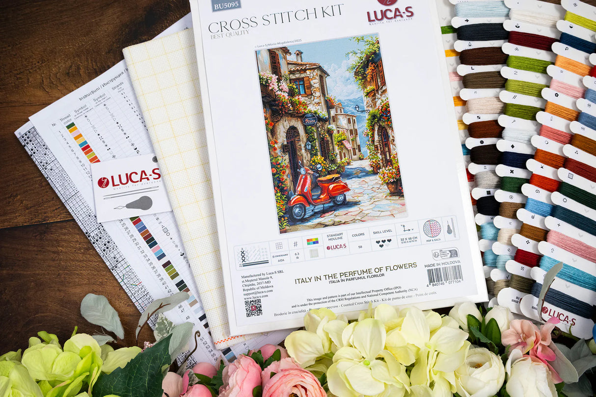 Materiales incluidos en el kit de punto de cruz Luca-S BU5095