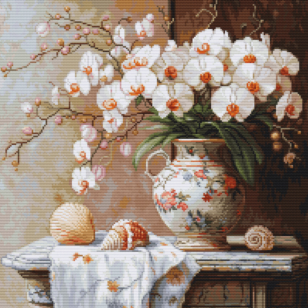 Kit de broderie au point de croix Luca-S GOLD – L'élégance de l'orchidée, B714