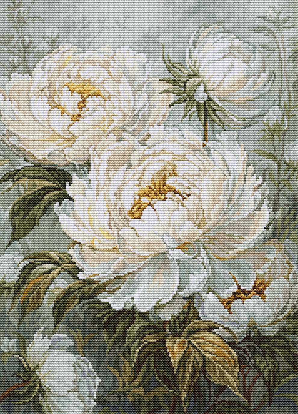 Kit de Punto de Cruz Luca-S GOLD – The Light of Spring Peonies, B715