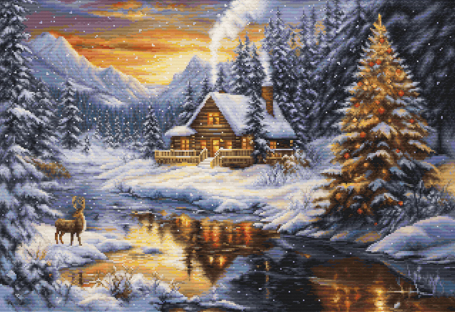 Kit de Punto de Cruz Luca-S GOLD - Winter Evening in the Mountains B721
