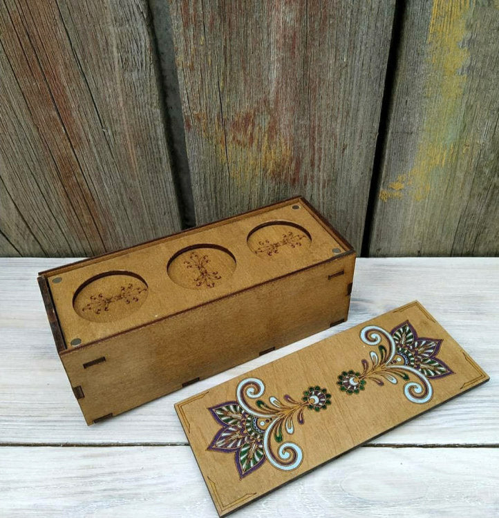 Caja Organizadora para Bordados de madera Wizardi KF057/2